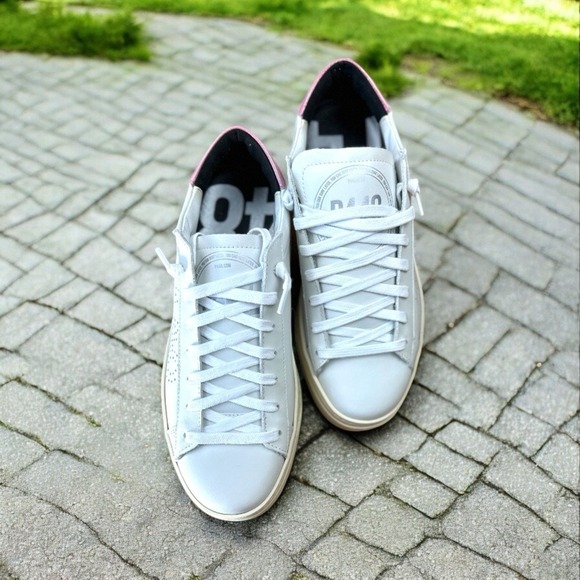 P448 Jack Platform SZ 37EU Pink & White‎ Leather Sneakers NWB - Picture 2 of 11